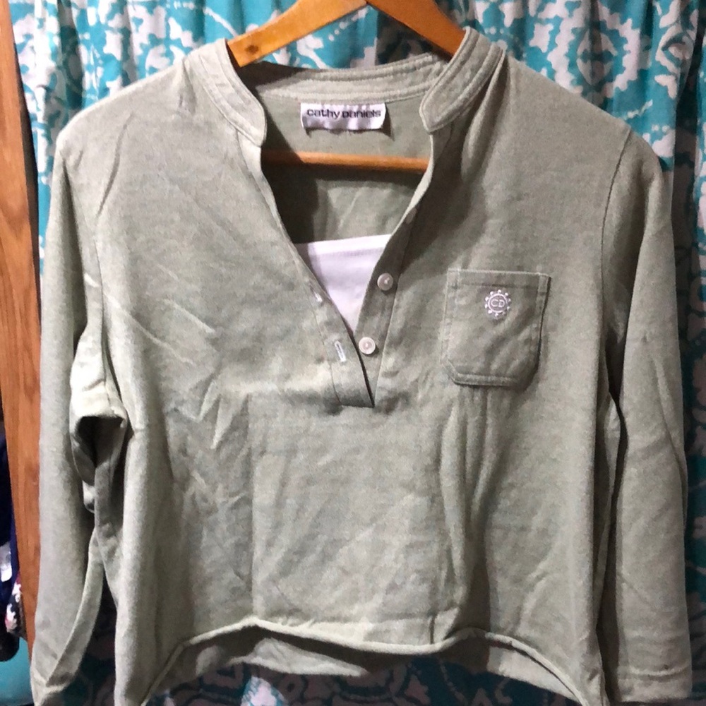 Vintage Cathy Daniels Green 3/4 Sleeve Shirt
